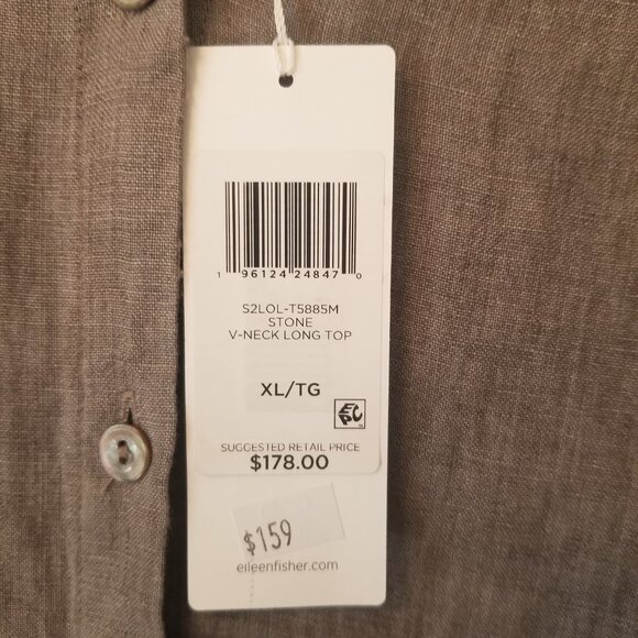 EILEEN FISHER NWT "V Neck Long Top" XL - Picture 7 of 7